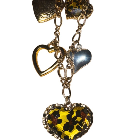 VTG - 90s Betsey Johnson - Hearts and Lockets Gold Tone Necklace - Picture 9 of 13